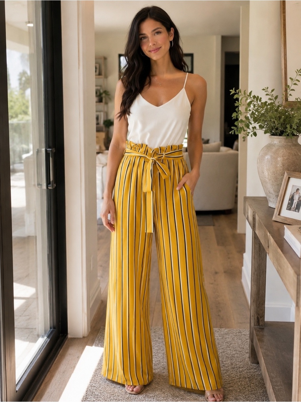 Blue Rain White and Yellow Striped Jumpsuit